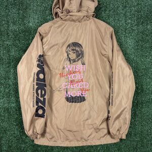Valeza Men's Hooded Windbreaker Jacket Size S Tan Anime Streetwear Graphic Skate